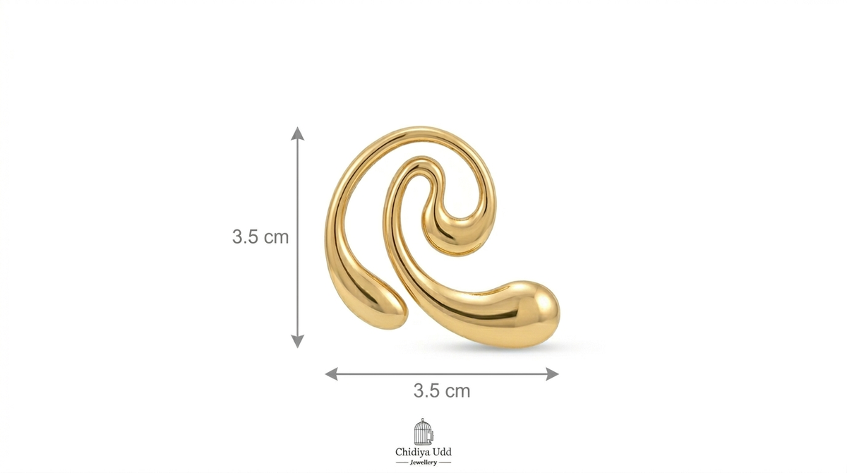 Curved Swirl Statement Earrings — Gold — Photo 4