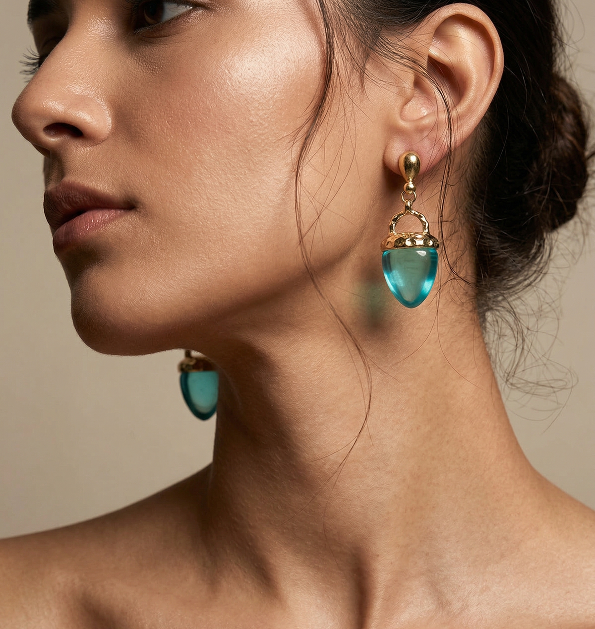 Acorn Drop Earrings — Blue — Photo 3