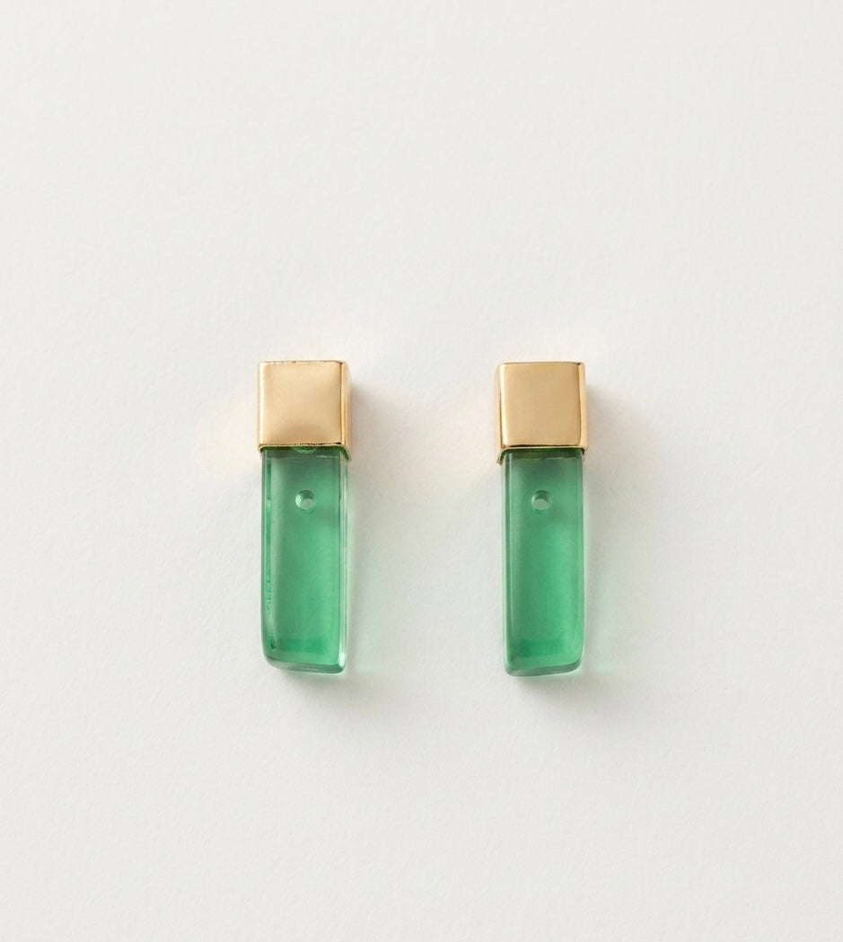 Green Lucite Bar Stud Earrings – Gold — Photo 1