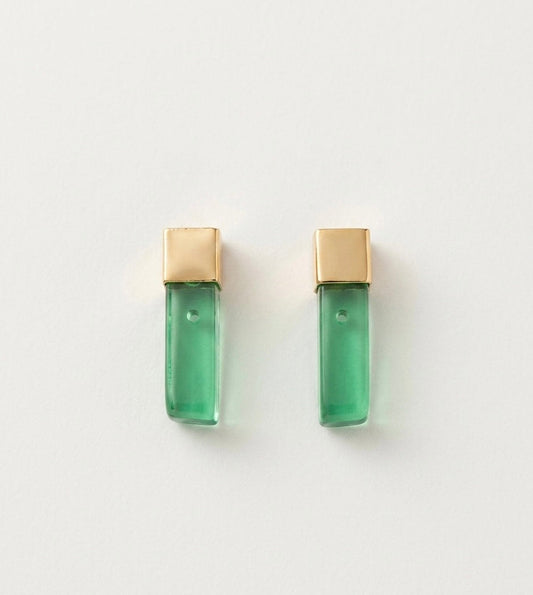Green Lucite Bar Stud Earrings – Gold — Photo 1