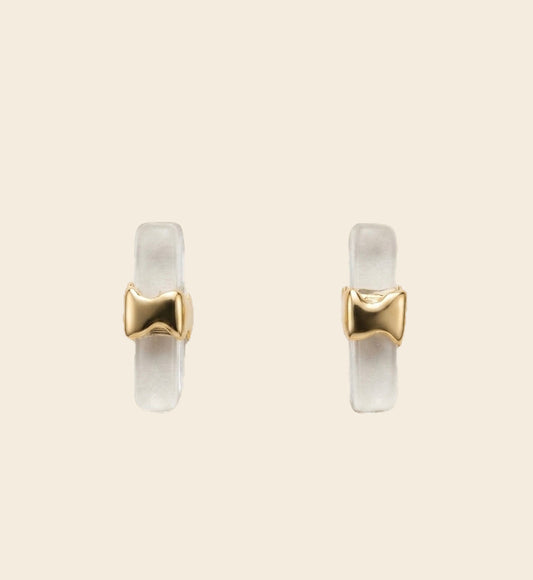 Clear Lucite Bar Stud Earrings – Gold — Photo 1