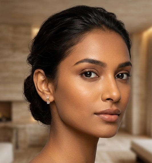 Clear Lucite Bar Stud Earrings – Gold — Photo 2