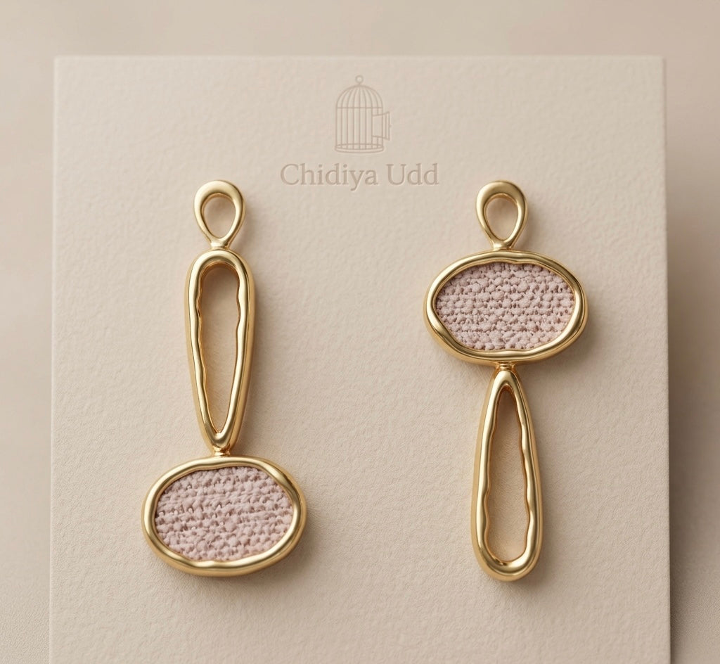 Blush Textured Geometric Drop Earrings – Gold — Photo 1