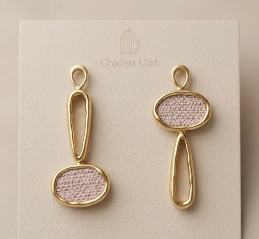 Blush Textured Geometric Drop Earrings – Gold — Photo 1