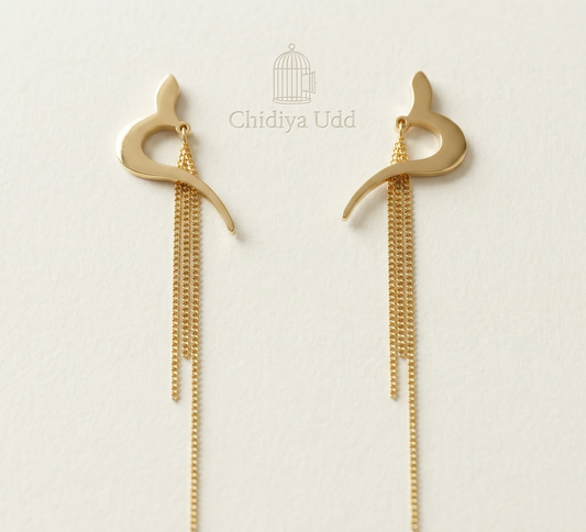 Heart Chain Drop Earrings – Gold — Photo 1