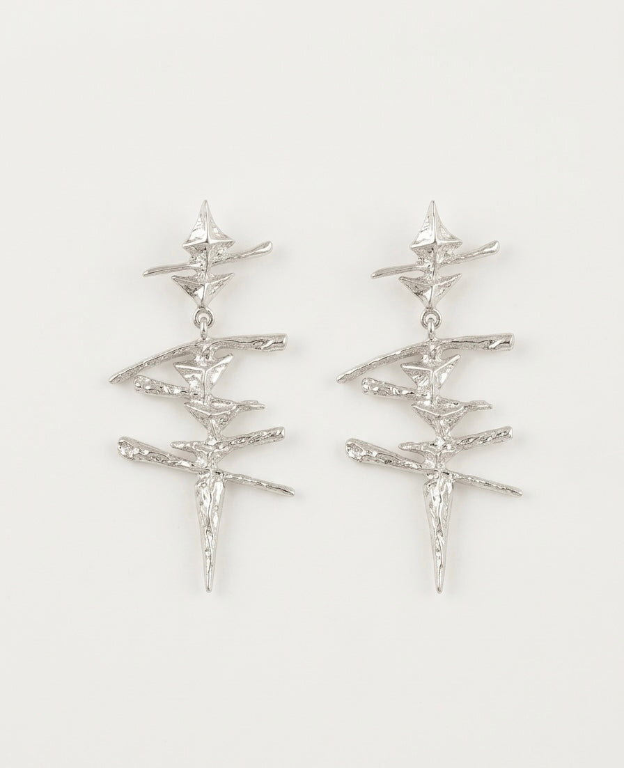 Layered Star Drop Earrings — Silver — Photo 1