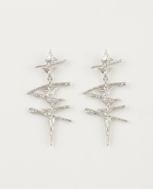 Layered Star Drop Earrings — Silver — Photo 1