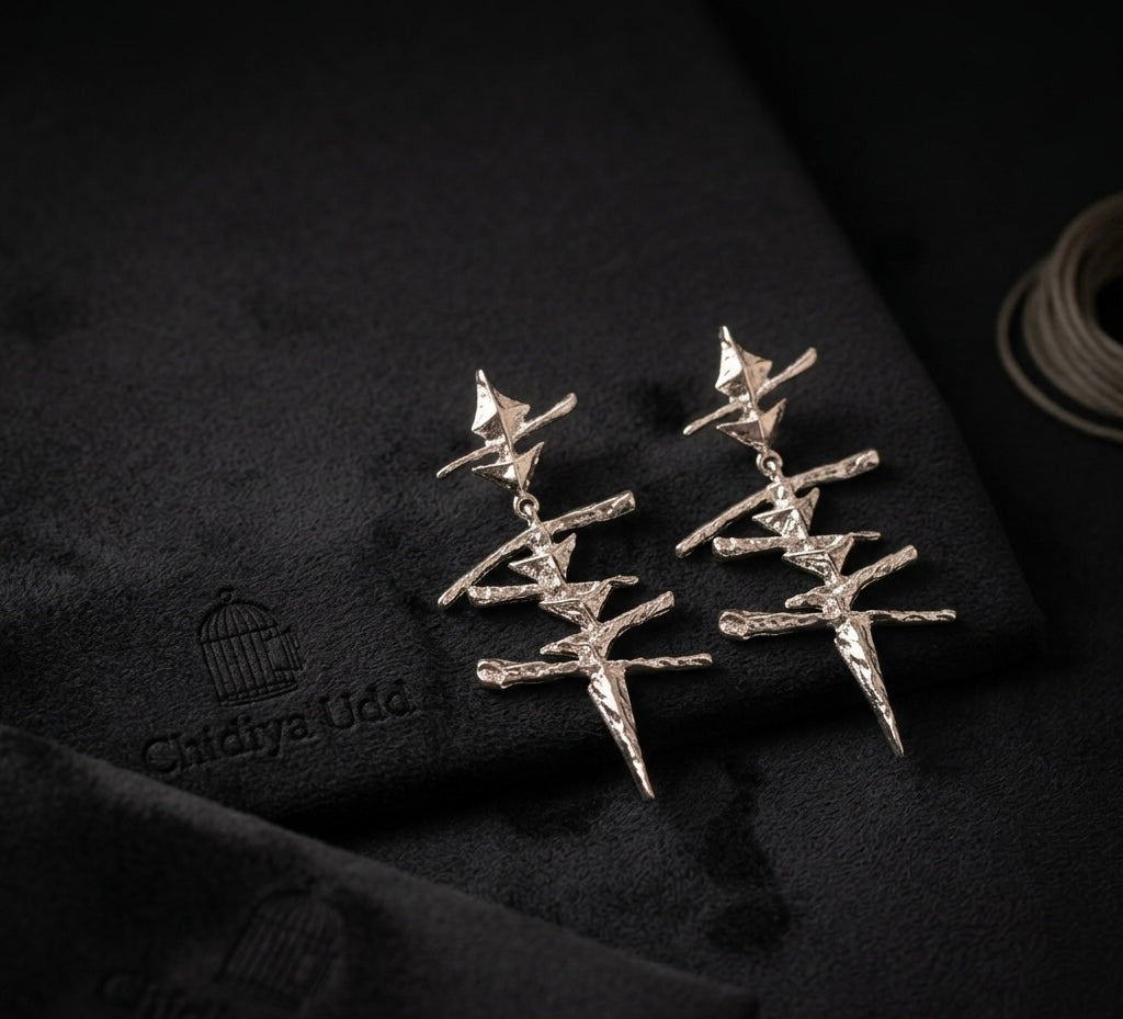 Layered Star Drop Earrings — Silver — Photo 4