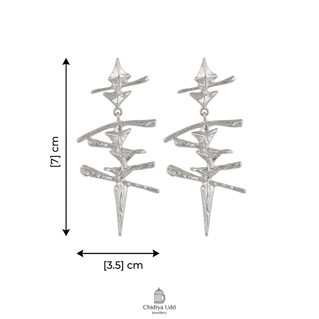 Layered Star Drop Earrings — Silver — Photo 5