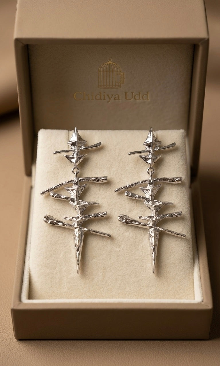 Layered Star Drop Earrings — Silver — Photo 6