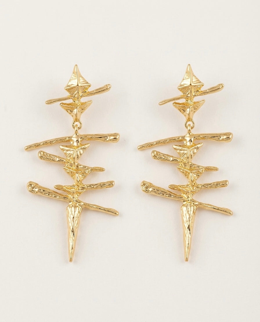 Layered Star Drop Earrings — Gold — Photo 1