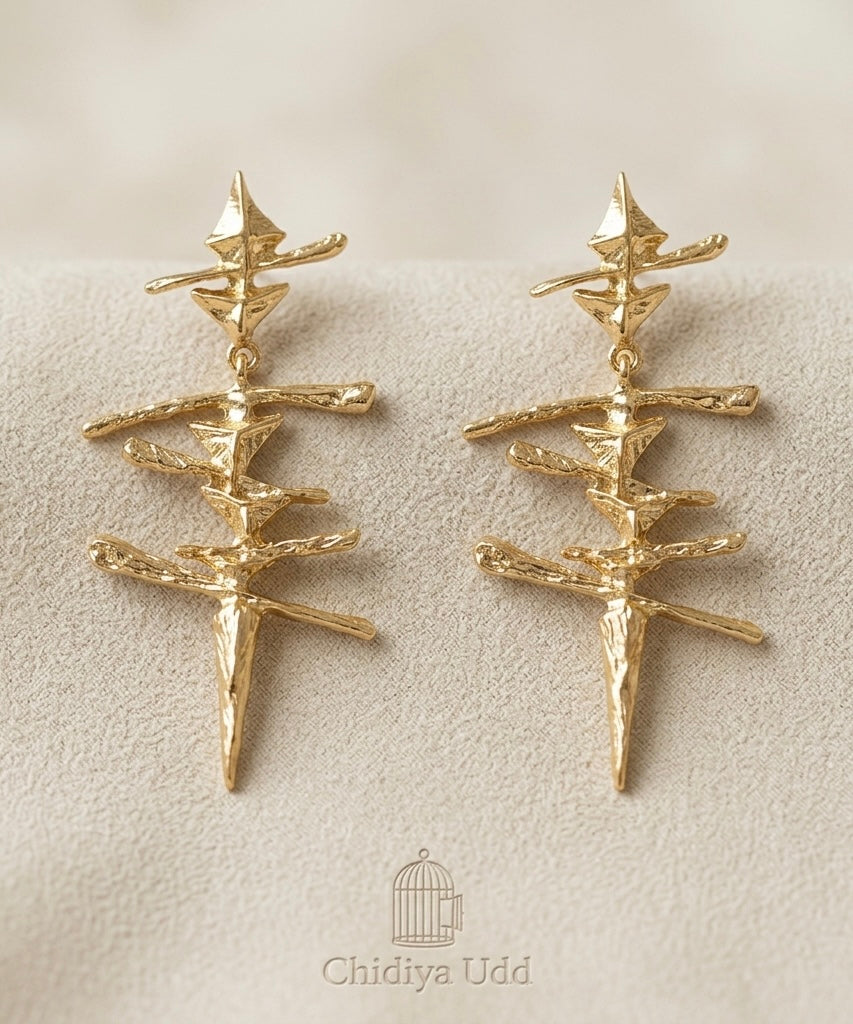 Layered Star Drop Earrings — Gold — Photo 5