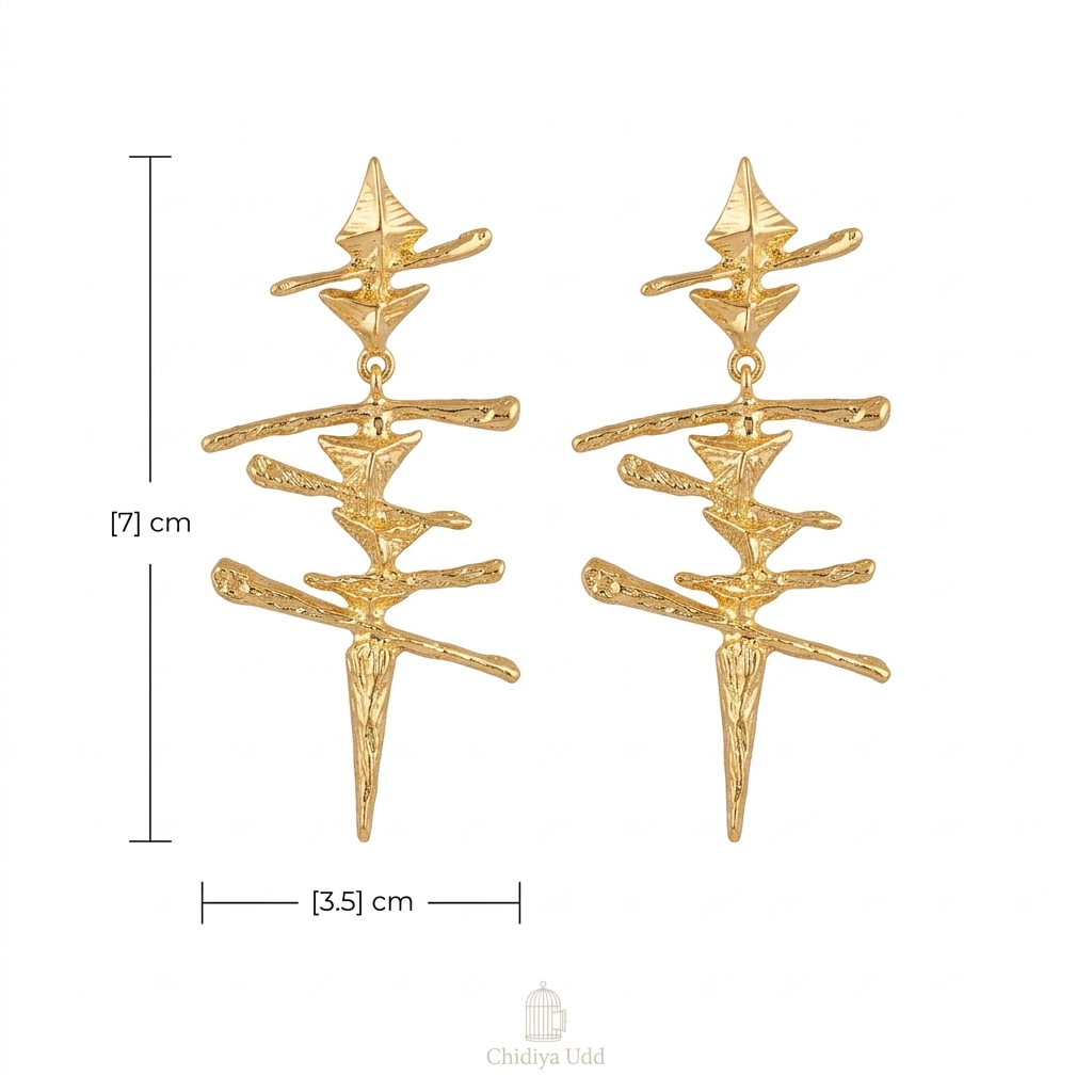 Layered Star Drop Earrings — Gold — Photo 6