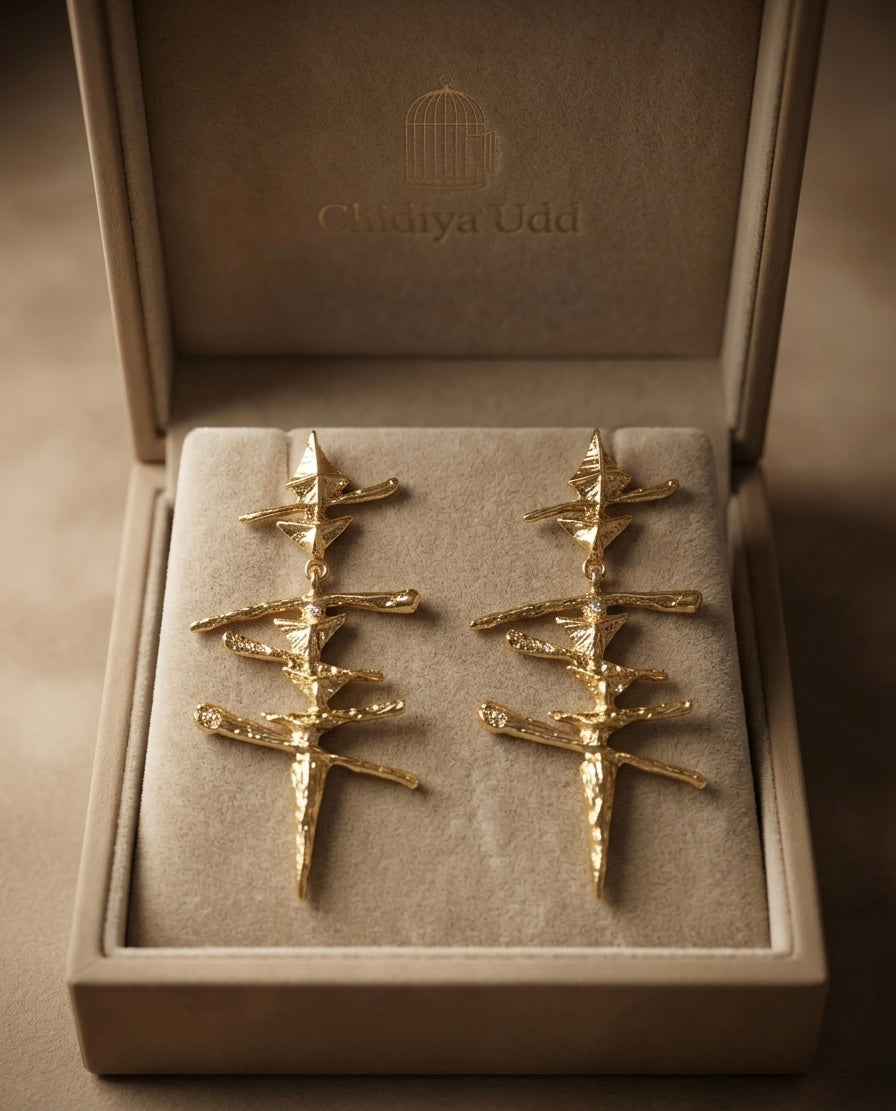 Layered Star Drop Earrings — Gold — Photo 7
