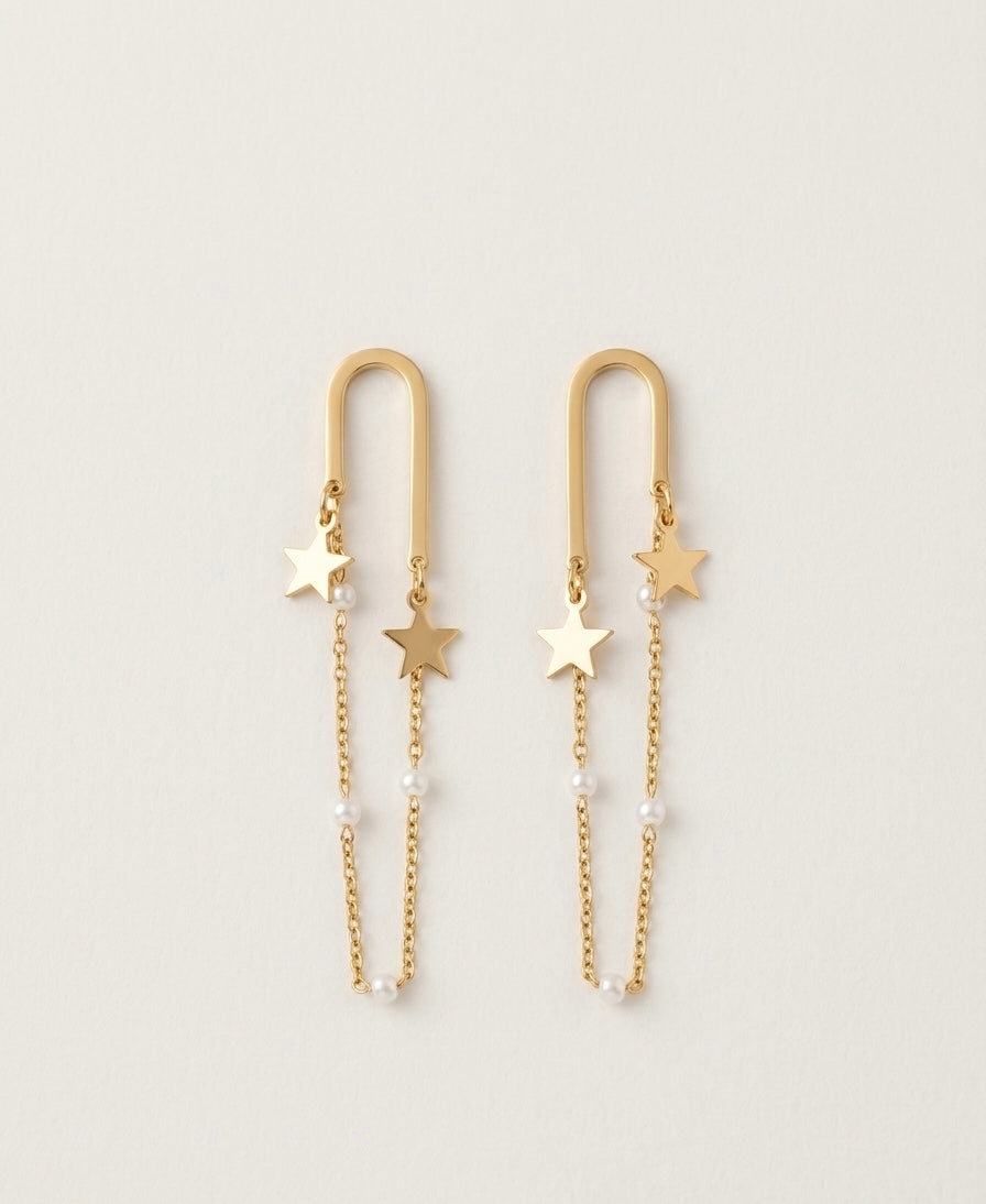 Star Chain Drop Earrings – Gold — Photo 1