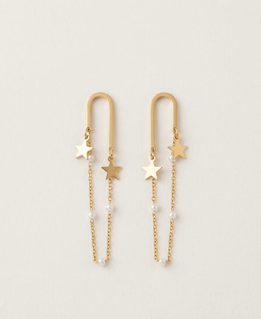 Star Chain Drop Earrings – Gold — Photo 1