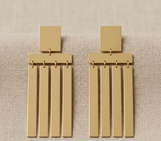Geometric Fringe Drop Earrings – Gold — Photo 1