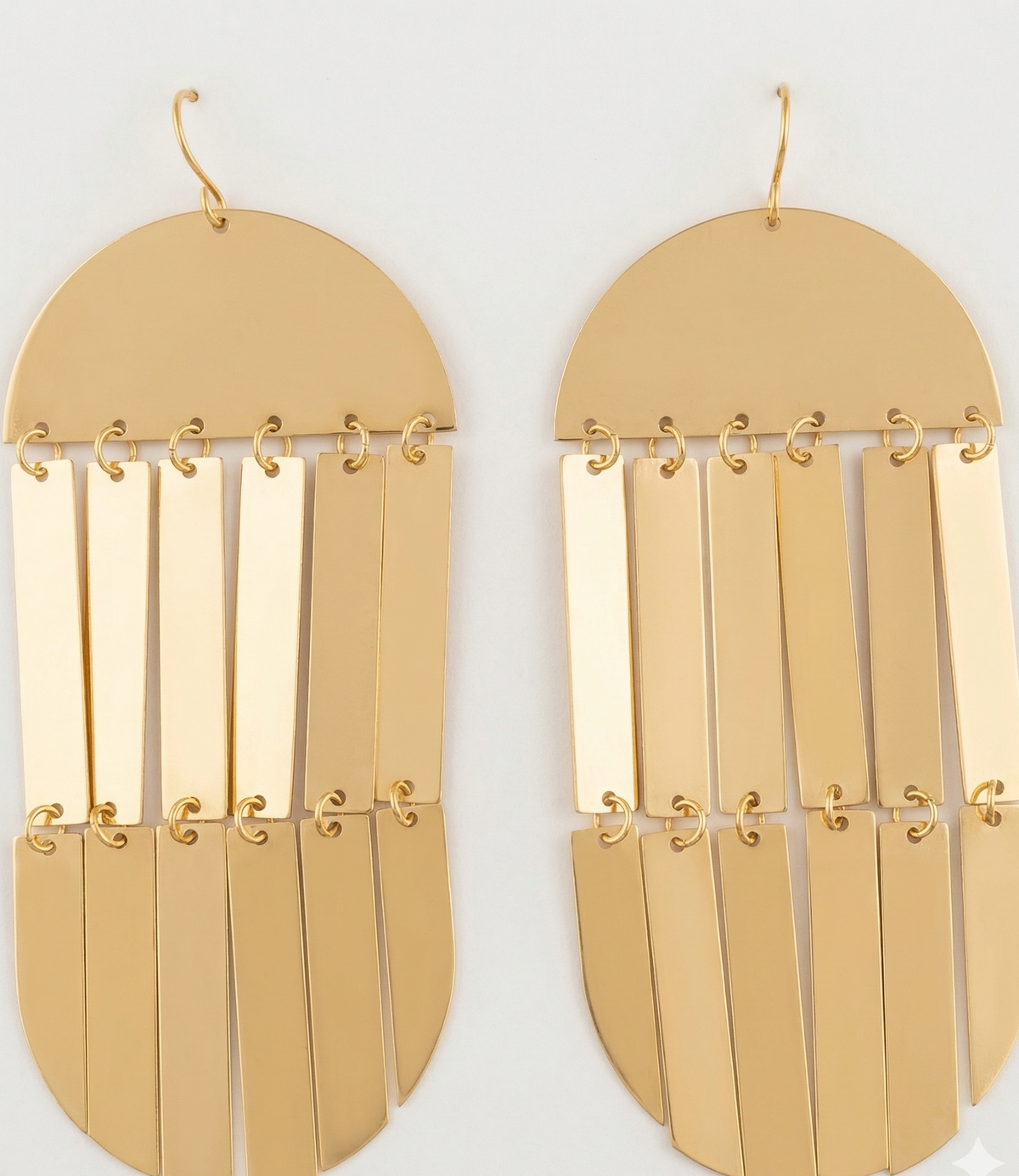 Long Bar Fringe Statement Earrings – Gold — Photo 1