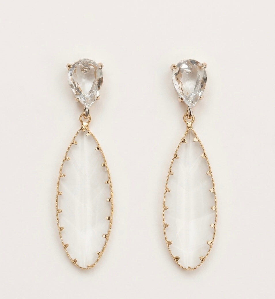 Crystal Leaf Drop Earrings – Gold — Photo 1