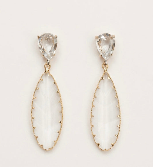 Crystal Leaf Drop Earrings – Gold — Photo 1
